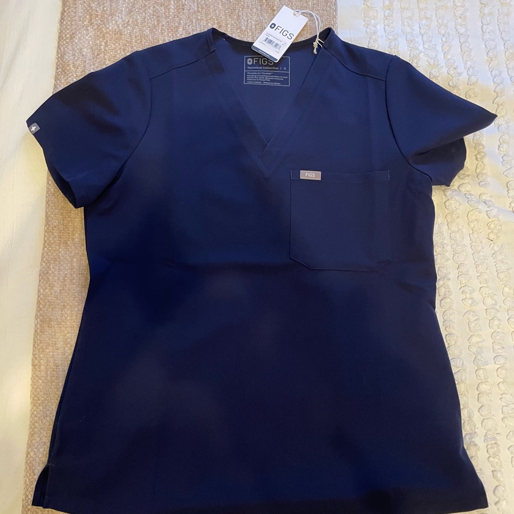 Figs Catarina One-Pocket Scrub Top - Small - Navy Blue